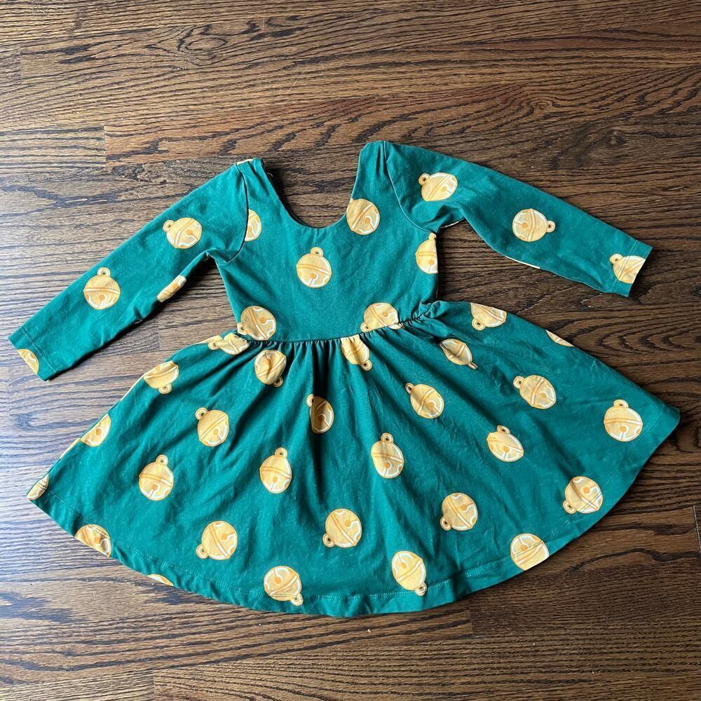 Monica + Andy Let's Dance Jingle Bell Holiday Organic Cotton Christmas Dress  3T